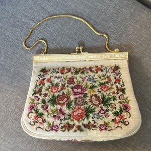 Vintage Floral Petit Point Clutch